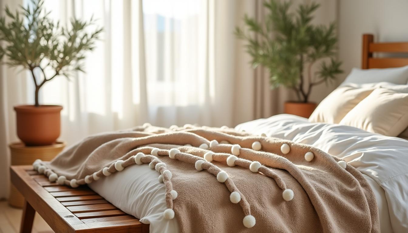Couverture marocaine pompons beige : idée cadeau originale et chaleureuse 17 découvrez la couverture marocaine à pompons beige : une idée cadeau originale et chaleureuse, idéale pour ajouter une touche artisanale et cosy à votre intérieur. parfaite pour offrir ou se faire plaisir !