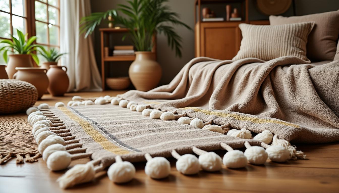 Couverture marocaine pompons kaki : l’atout déco tendance pour votre intérieur 6 craquez pour la couverture marocaine à pompons kaki ! faites entrer l’élégance et l’originalité dans votre intérieur grâce à cet accessoire déco tendance, fait main et parfait pour réchauffer vos espaces avec style.