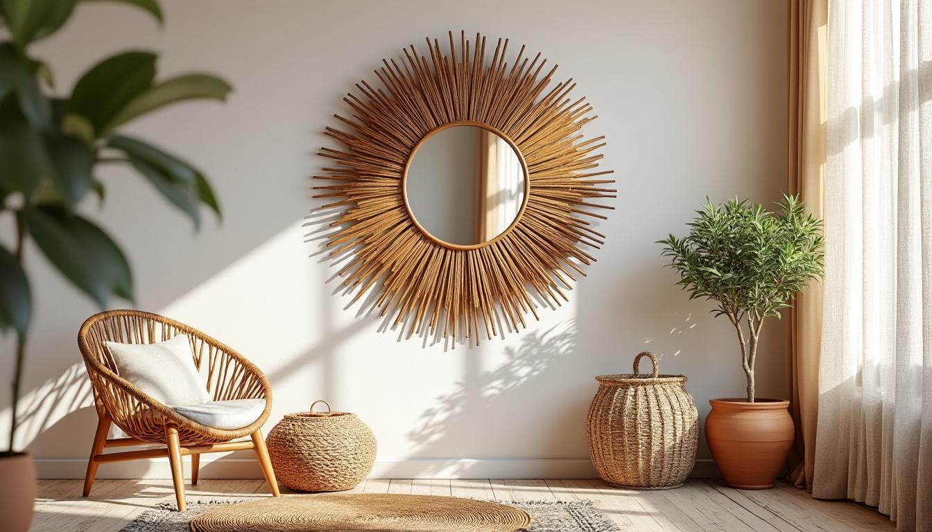 Miroir soleil en doum, l'artisanat marocain qui illumine vos intérieurs 17 découvrez le charme authentique du miroir soleil en doum, une pièce d’artisanat marocain unique pour illuminer et sublimer vos intérieurs avec élégance.